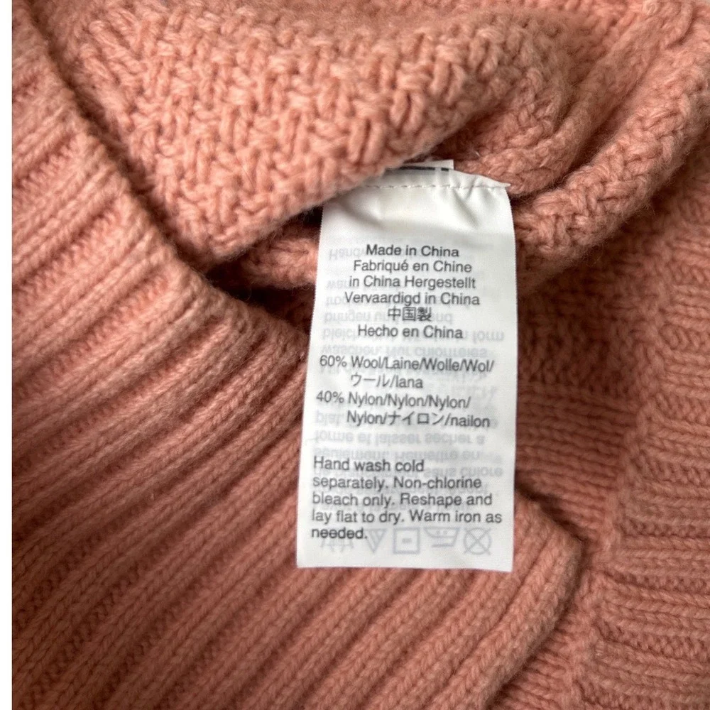 J. Crew Womens Cable Knit Tunic Wool Blend Sweater Rose Pink Size S Fisherman - Picture 10 of 10